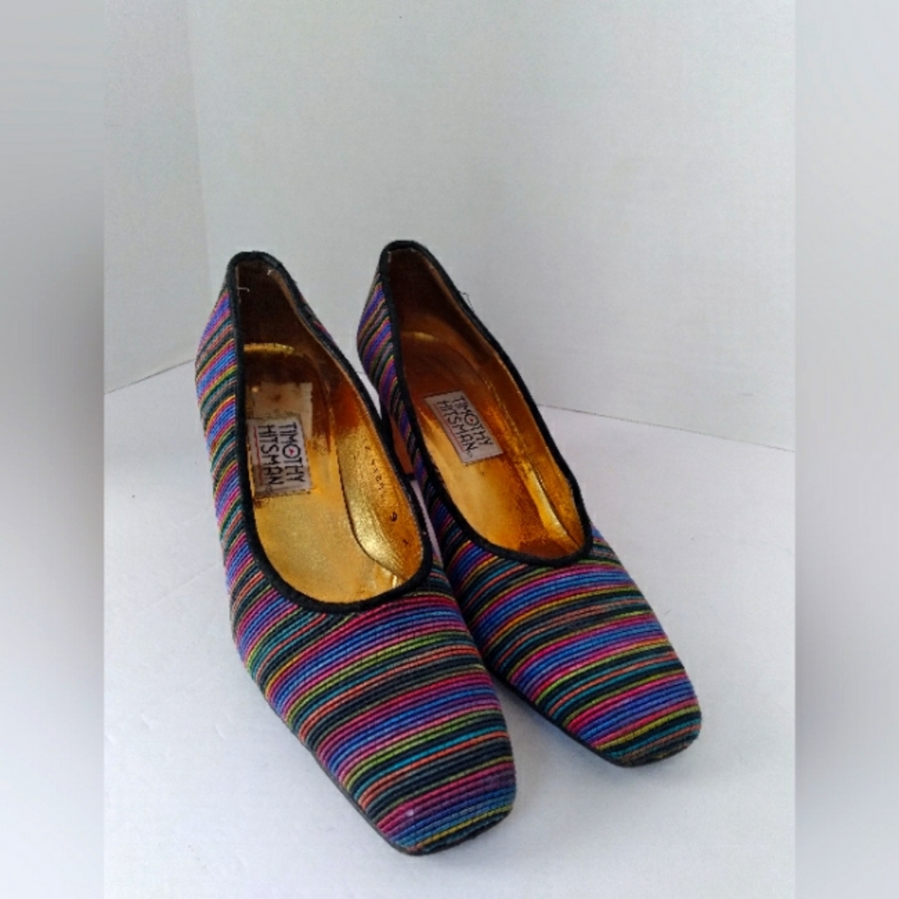 Timothy Hitsman Pumps Heels Striped Colorful Party‎ Career Shoes 9